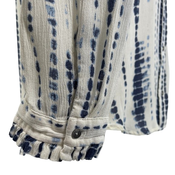 Abercrombie Fitch Shibori Blue Tie Dye Long Sleeve Button Up Shirt Junior Medium - Picture 8 of 15